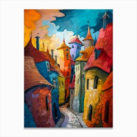 Colorful City Street Canvas Print