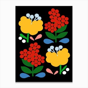 Juicy Yellow And Red Flowers Canvas Print