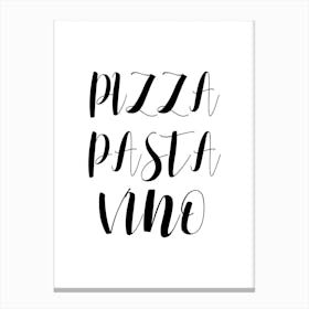 Pizza Pasta Vino Canvas Print