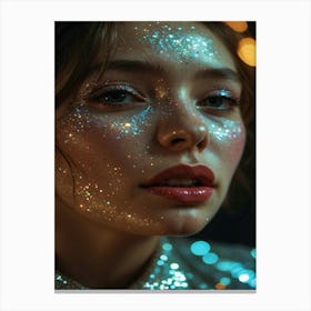 Portrait Of A Girl With Glitter Canvas Print