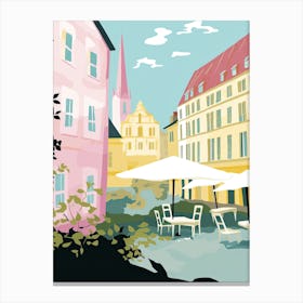 Lund, Sweden, Flat Pastels Tones Illustration 1 Canvas Print
