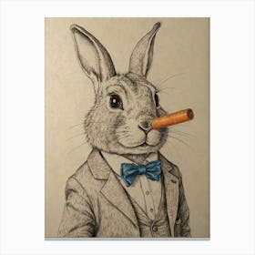 Rabbit Smoking Cigar Canvas Print