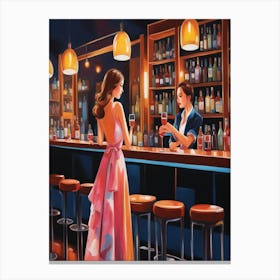 The girl at the bar Canvas Print