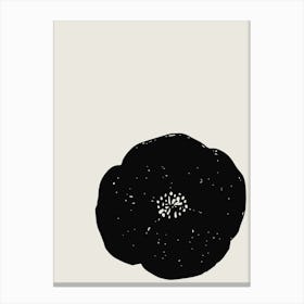 Minimalist Vintage Floral Poppy Flower in Black and White Canvas Print