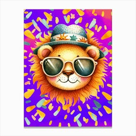 Kids Art Animal Art Lion In Sunglasses Lion Art Canvas Print