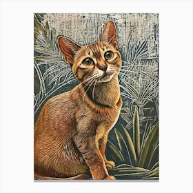 Abyssinian Cat Relief Illustration 1 Canvas Print