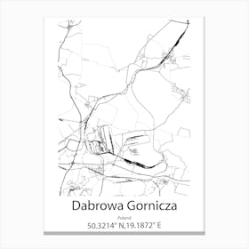 Dabrowa Gornicza,Poland Minimalist Map Canvas Print