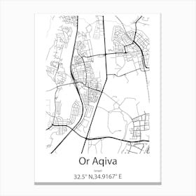 Or Aqiva,Israel Minimalist Map Canvas Print