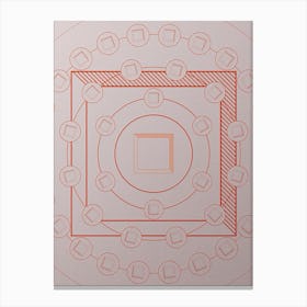 Geometric Glyph Circle Array in Tomato Red n.0247 Canvas Print