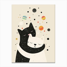 Cats Hugging Planets Canvas Print