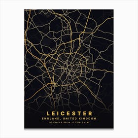 Leicester England Black And Gold Map Leinwandbild