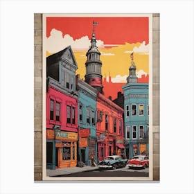 Williamsburg New York Colorful Silkscreen Illustration Canvas Print