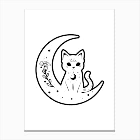 Cat On The Moon Canvas Print