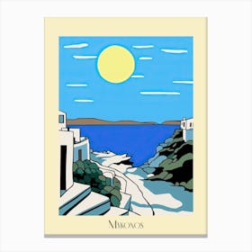 Poster Of Minimal Design Style Of Mykonos, Greece 4 Canvas Print