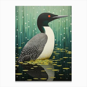 Ohara Koson Inspired Bird Painting Common Loon 1 Canvas Print