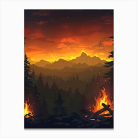 Fire In The Forest Canvas Print