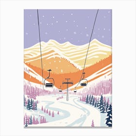 Park City Mountain Resort   Utah, Usa, Ski Resort Pastel Colours Illustration 1 Canvas Print