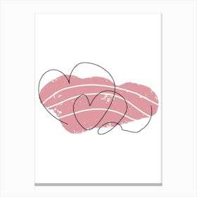 Line art heart with pink abstract spot 1 Canvas Print