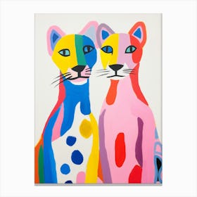 Colourful Kids Animal Art Mountain Lion 2 Canvas Print