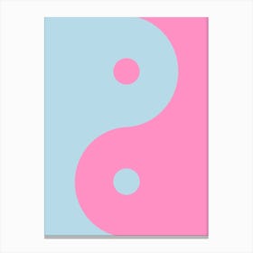 Pink And Blue Yin Yang Canvas Print