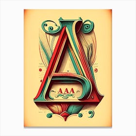 A, Letter, Alphabet Vintage Sketch 1 Canvas Print