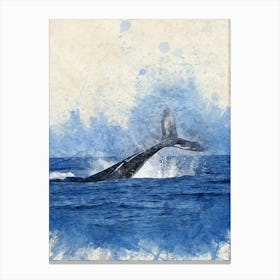 Humpback Whale watercoloring Canvas Print