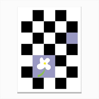 Checks And Flowers Lilac Canvas Print