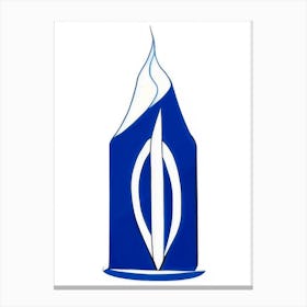 Unity Candle 3 Symbol Blue And White Line Drawing Canvas Print