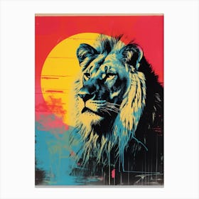 Lion Pop Art Risograph Inspired 2 Canvas Print