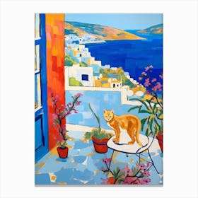 Painting Of A Cat In Greece 2 Canvas Print