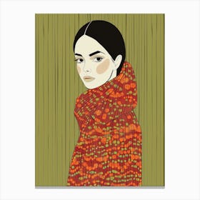 Illustration Of A Woman In A Scarf Canvas Print