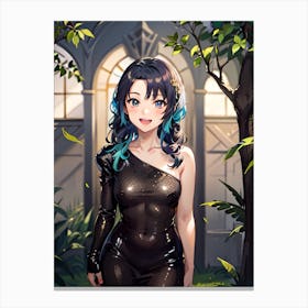 Anime Girl In Black Dress 1 Canvas Print