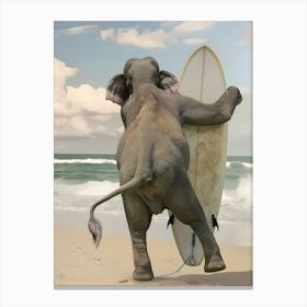 Elephant Surfing Canvas Print