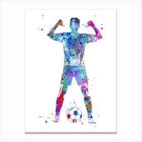 Soccer Player - Watercolor Painting Canvas Print