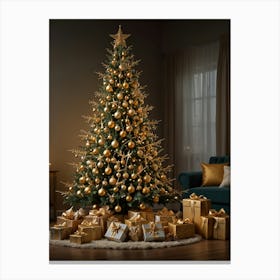 Christmas Tree In The Living Room Canvas Print