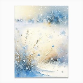 Snowflakes On A Field, Snowflakes, Storybook Watercolours 4 Canvas Print