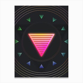 Neon Geometric Glyph in Pink and Yellow Circle Array on Black n.0350 Canvas Print