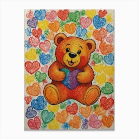 Teddy Bear With Hearts Canvas Print