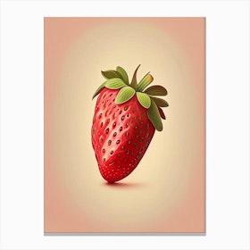 A Single Strawberry, Fruit, Retro Drawing 2 Canvas Print