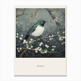 Ohara Koson Inspired Bird Painting Robin 1 Poster Canvas Print