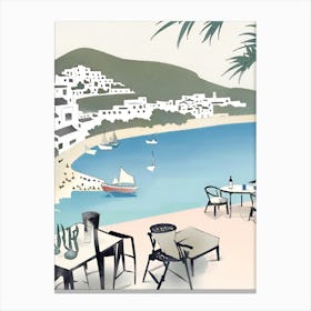 View From a cafe Ibiza watercolor Canvas Print