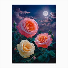 Roses In The Moonlight Canvas Print