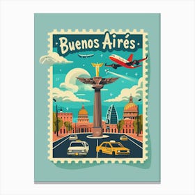 Nzme8932 Create A Minimalistic Postage Stamp Of Buenos Aires Canvas Print