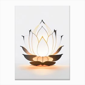 Lotus Flower Lantern Retro Minimal 1 Canvas Print
