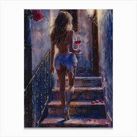Girl With A Glass Of Wine 12 Canvas Print