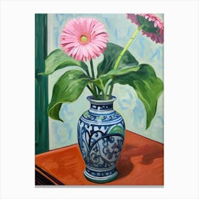 Flowers In A Vase Still Life Painting Gerbera Daisy 2 Canvas Print