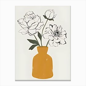 Yellow Vase With Flowers Canvas Print