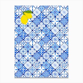 Blue And White Tile Pattern Canvas Print