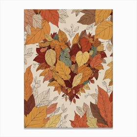 Autumn Leaves Heart 7 Canvas Print