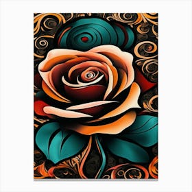 Roses On A Black Background Canvas Print